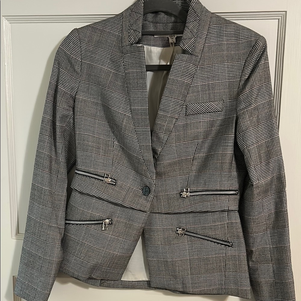 Women's Gray Plaid Blazer